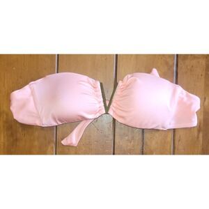 Victoria's Secret Pink Strapless Bikini Top V Hardware Swimsuit Beach S
